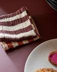 Cotton napkins striped burgundy, set of 2