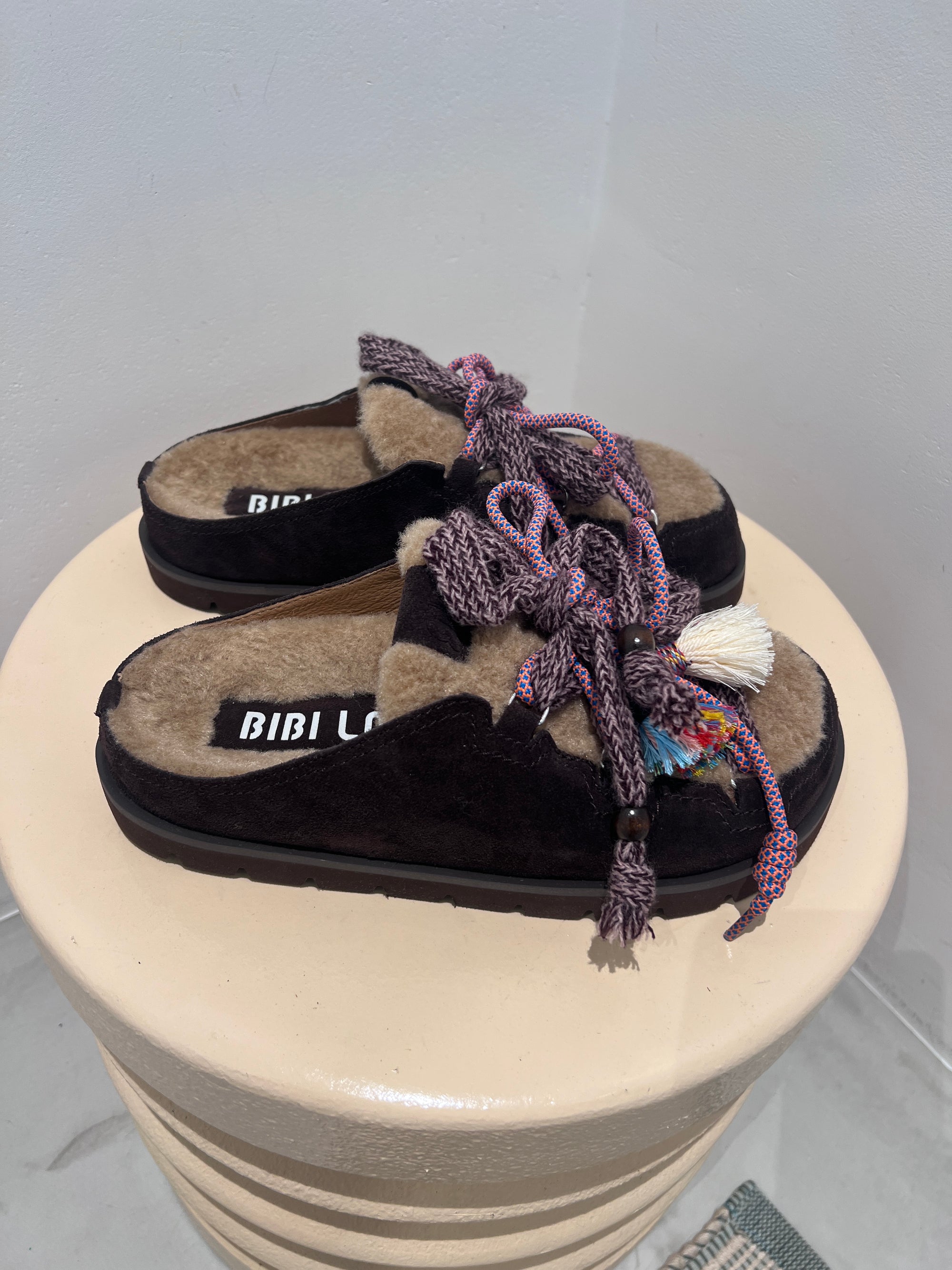 Marron Cori Mules, Dark Brown