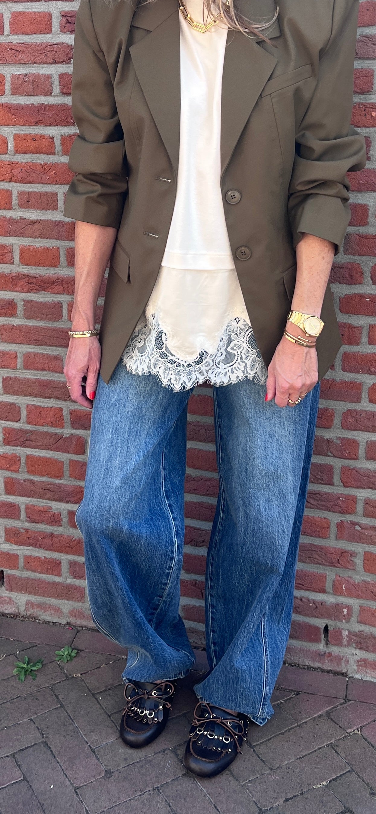 Vaccara Lace Tee, Egret