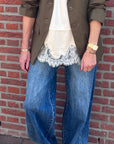 Vaccara Lace Tee, Egret