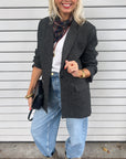 Nes herringbone blazer, Dark grey melee