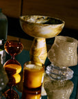 Marbled bowl on base, ochre