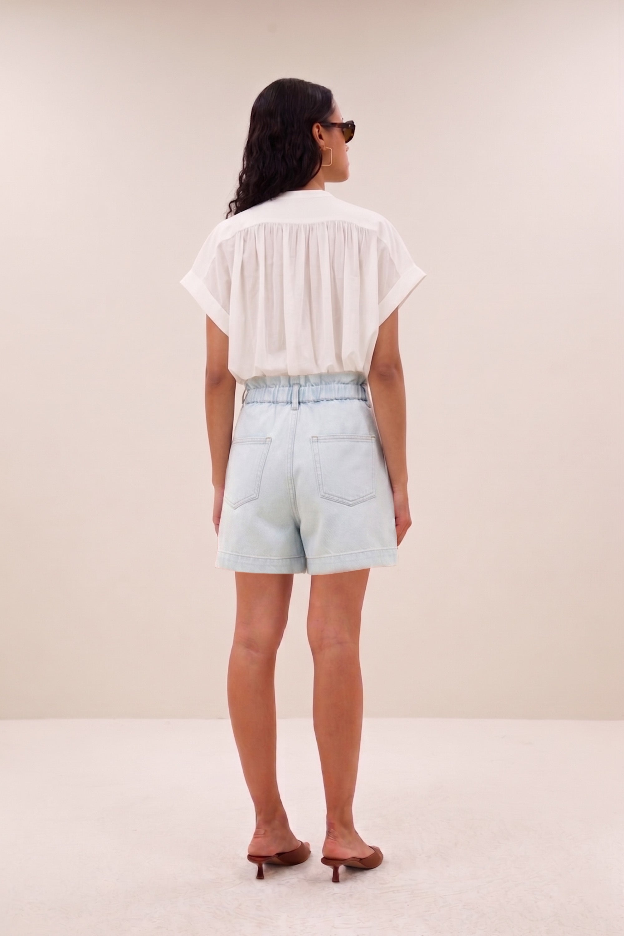Leon bleached denim short