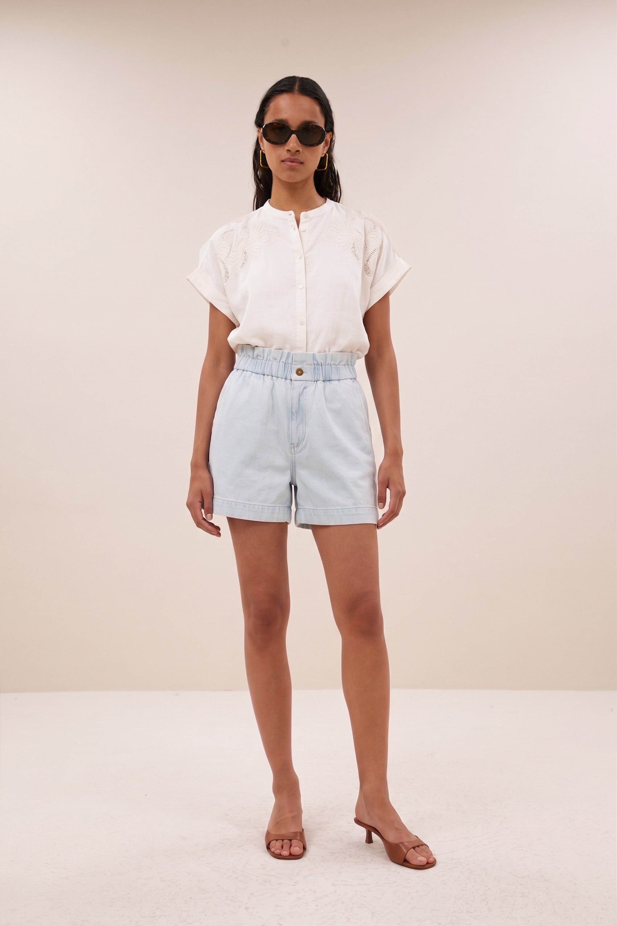 Leon bleached denim short