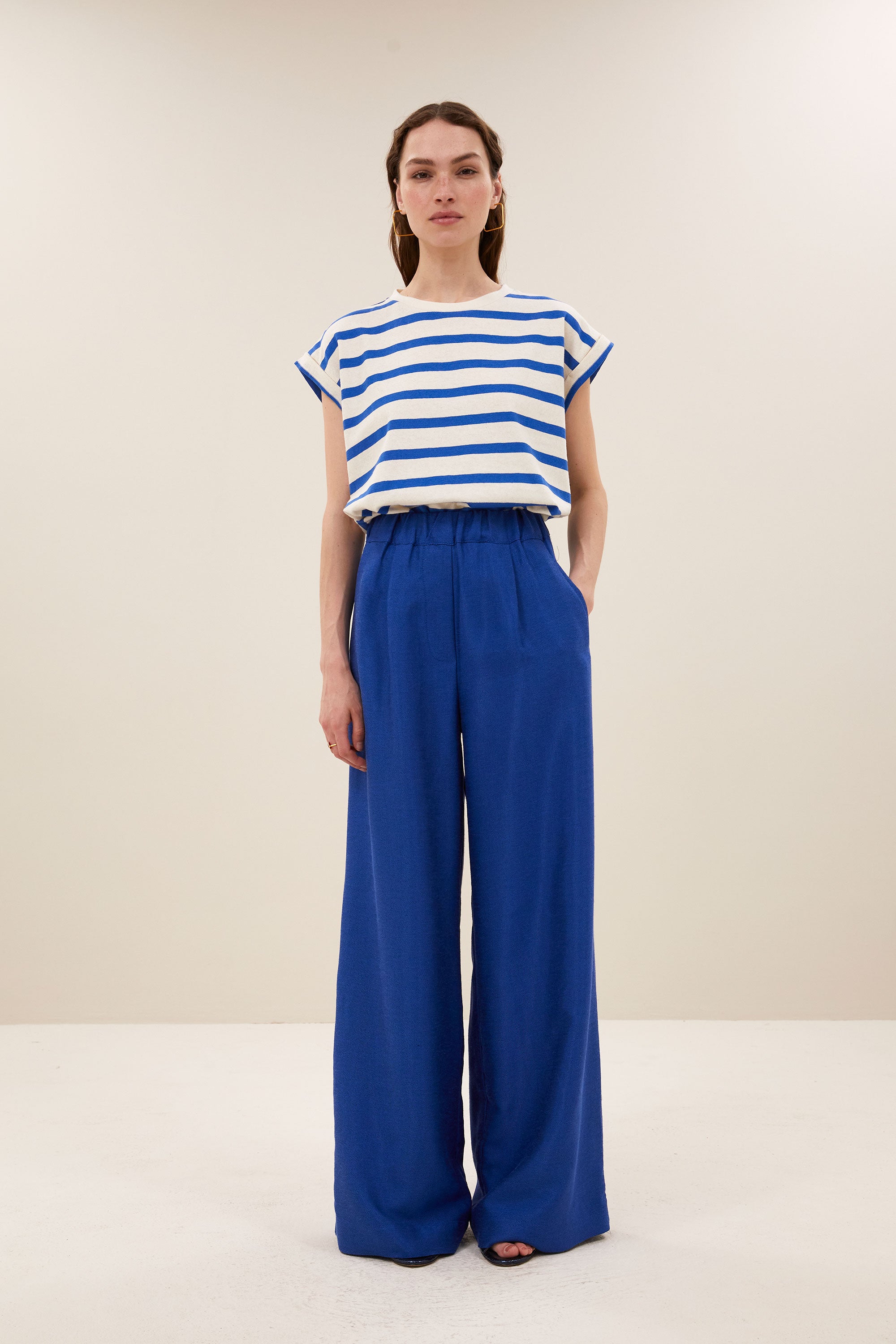 Tobi stripe top, Poppy azul blue stripe