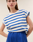 Tobi stripe top, Poppy azul blue stripe