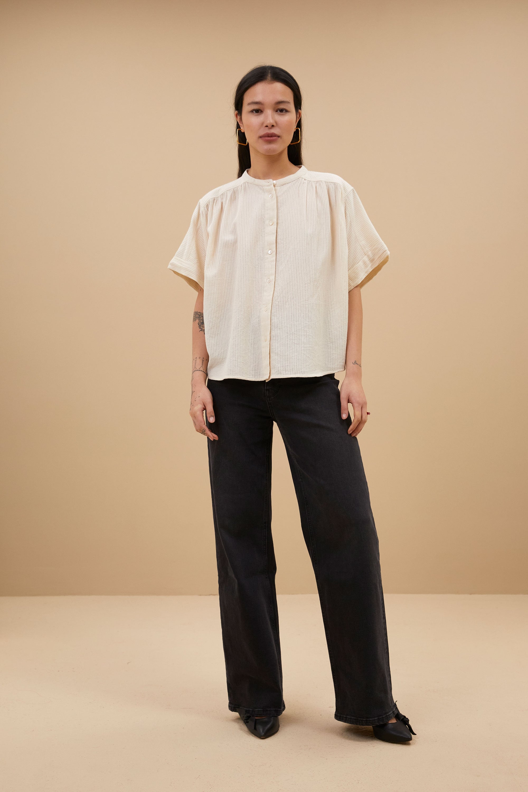 ByBar-Alex Rib Blouse Off White