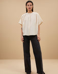 ByBar-Alex Rib Blouse Off White