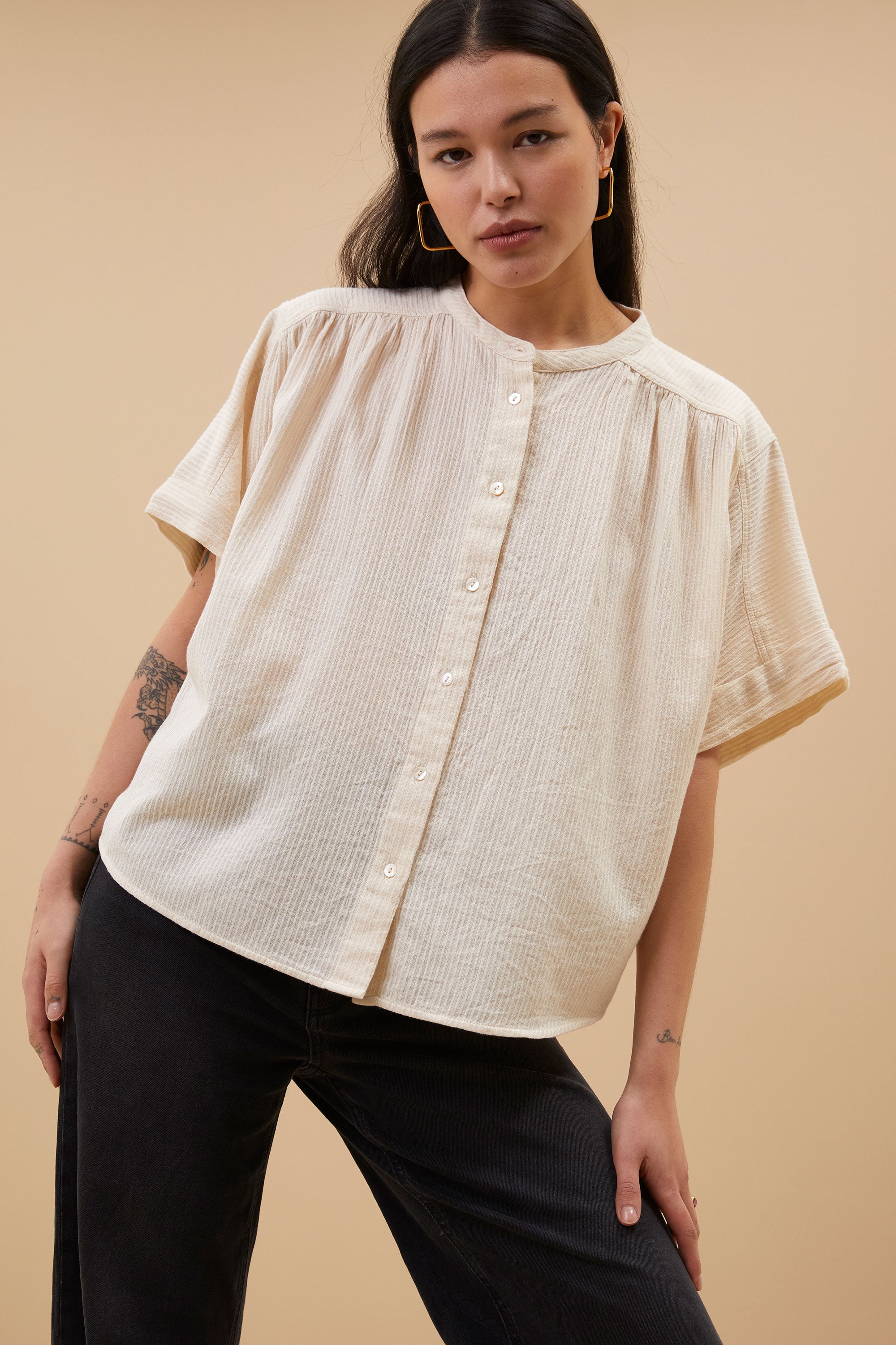 ByBar-Alex Rib Blouse Off White