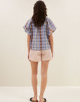 Vina check blouse grid print