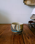 Artist ceramics: coffee cup, scratched