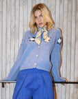 GracelynnLL Knit Cardigan, Blue Melange