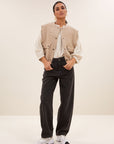 Maggie sleeveless jacket, Dark sand