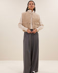 Maggie sleeveless jacket, Dark sand