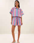 Sunny rainbow pleats blouse, rainbow stripe