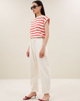 Tobi stripe top, Poppy red stripe