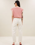 Tobi stripe top, Poppy red stripe