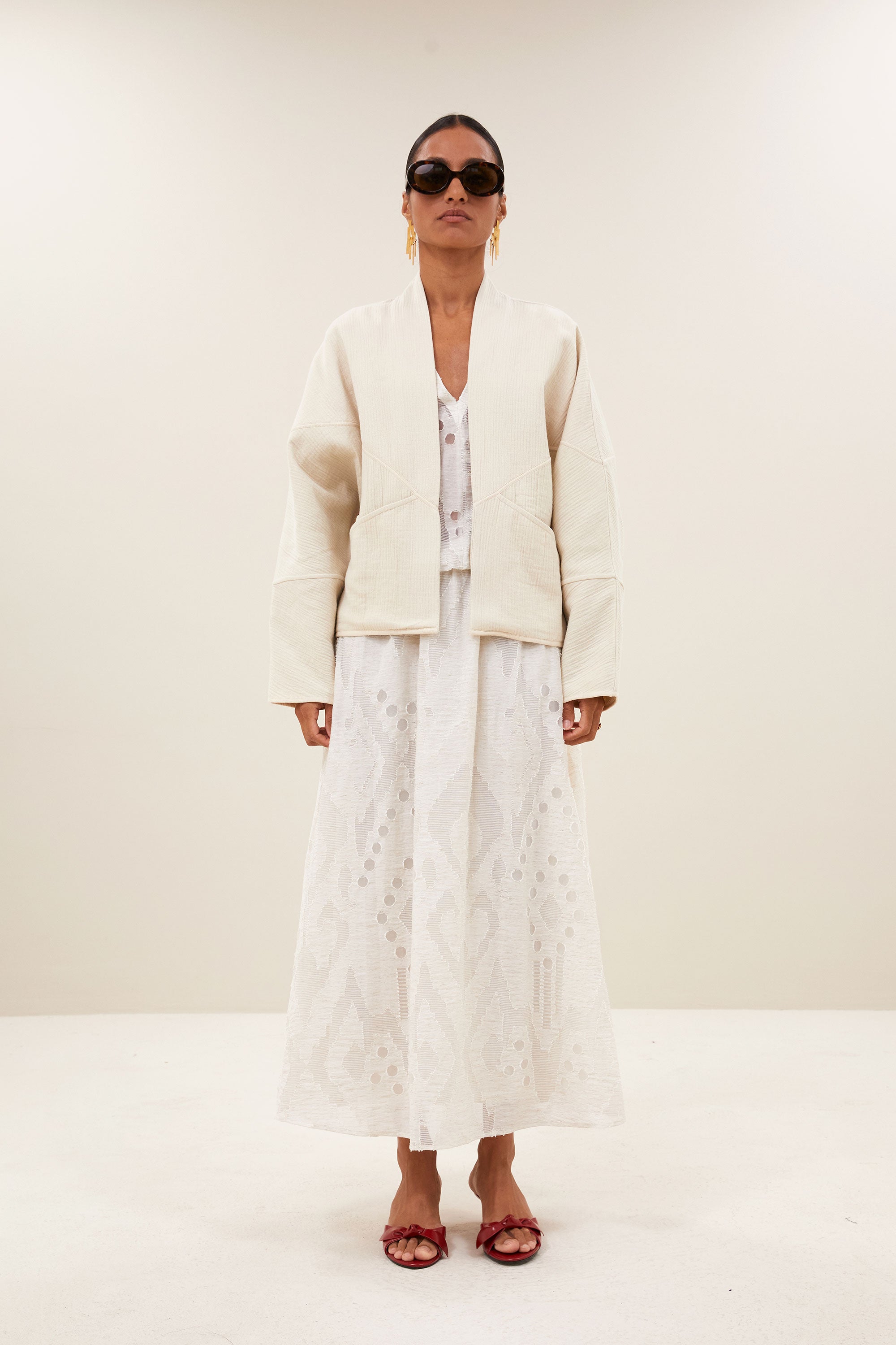 Flora cotton jacket, Light chalk