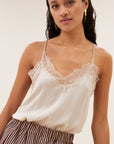 Pia satin top, Chalk