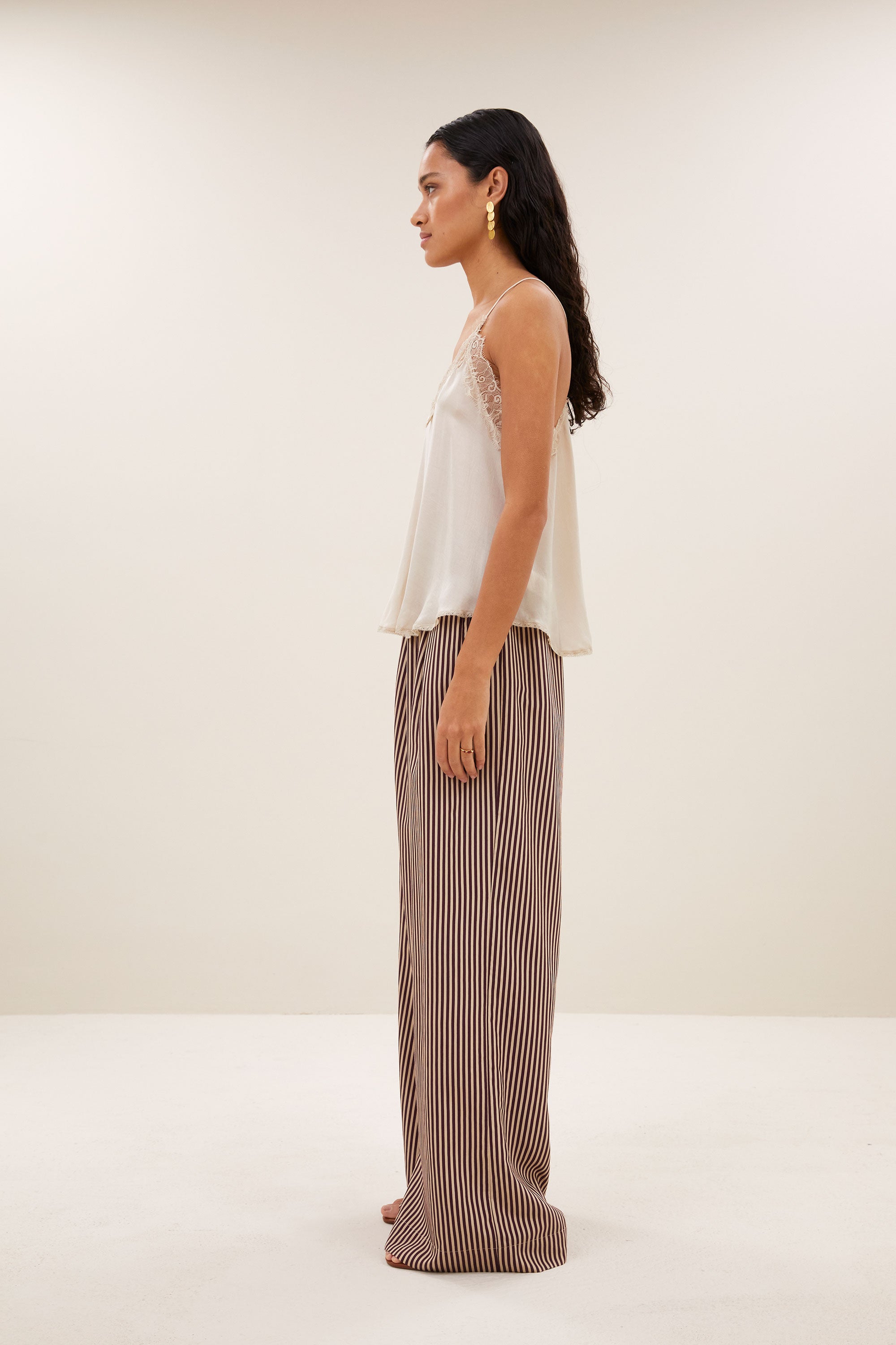 Pia satin top, Chalk