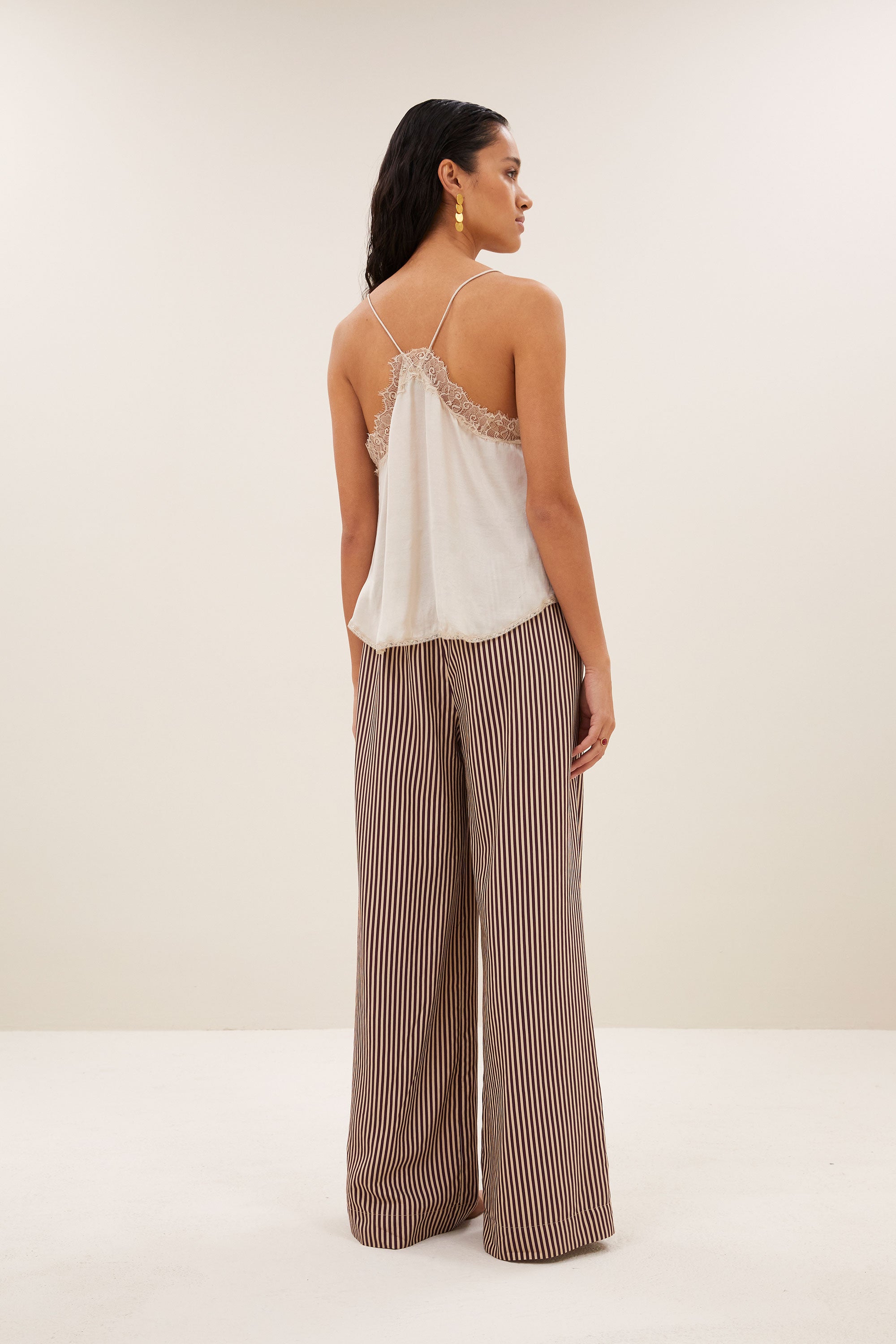 Pia satin top, Chalk