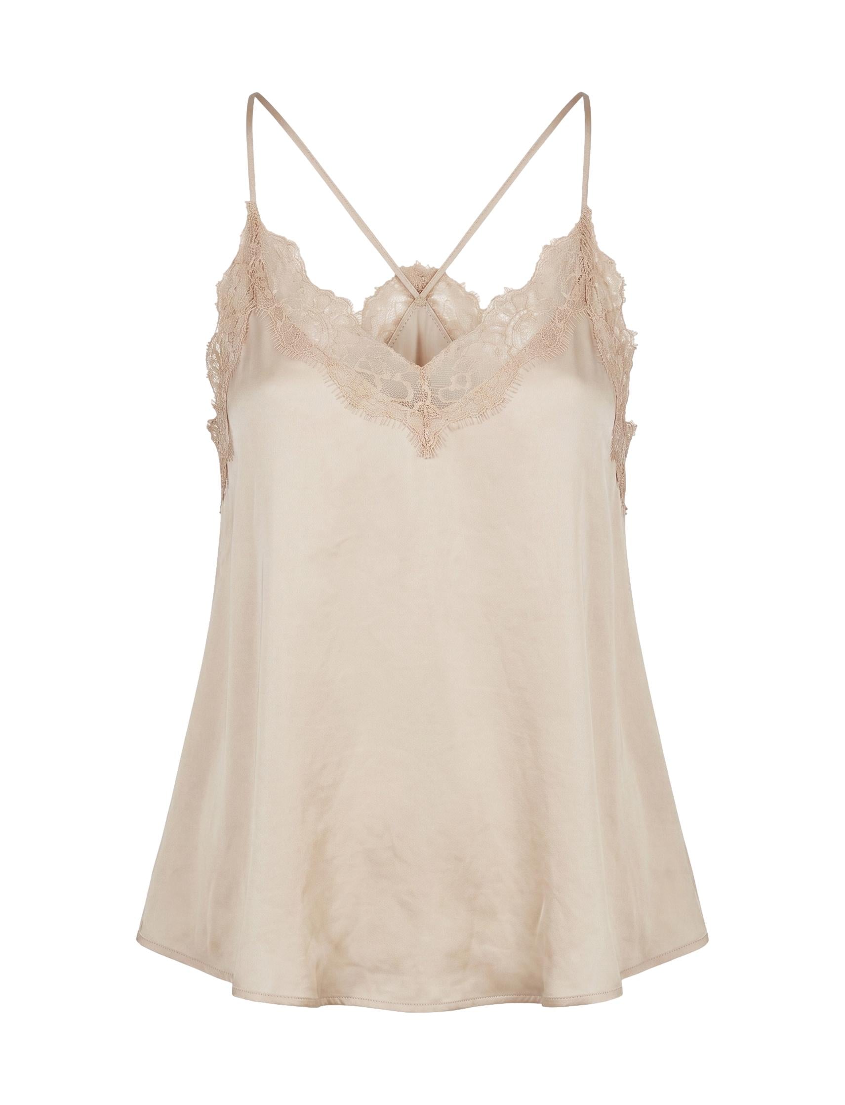 Pia satin top, Chalk
