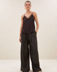 Pia satin top, Espresso