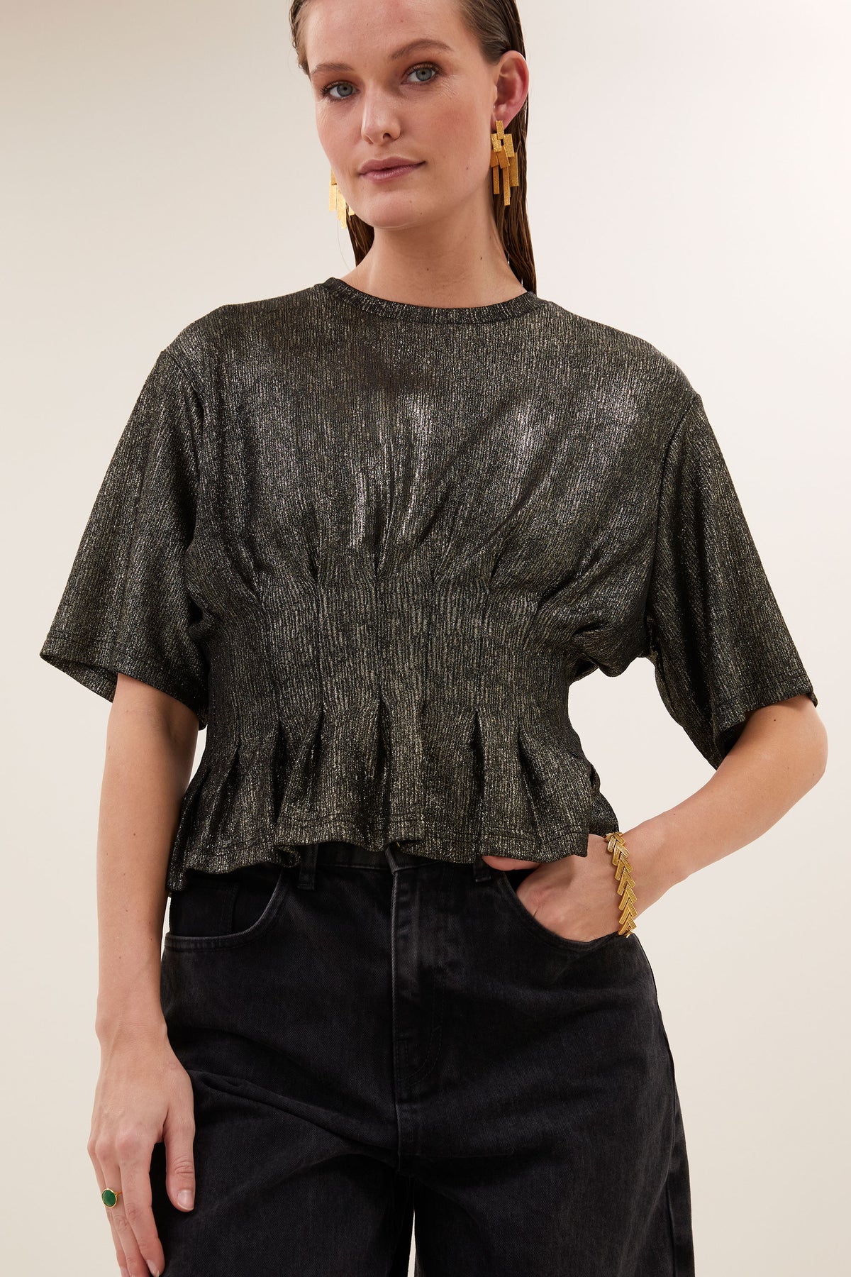 Diva metallic top, metallic gold
