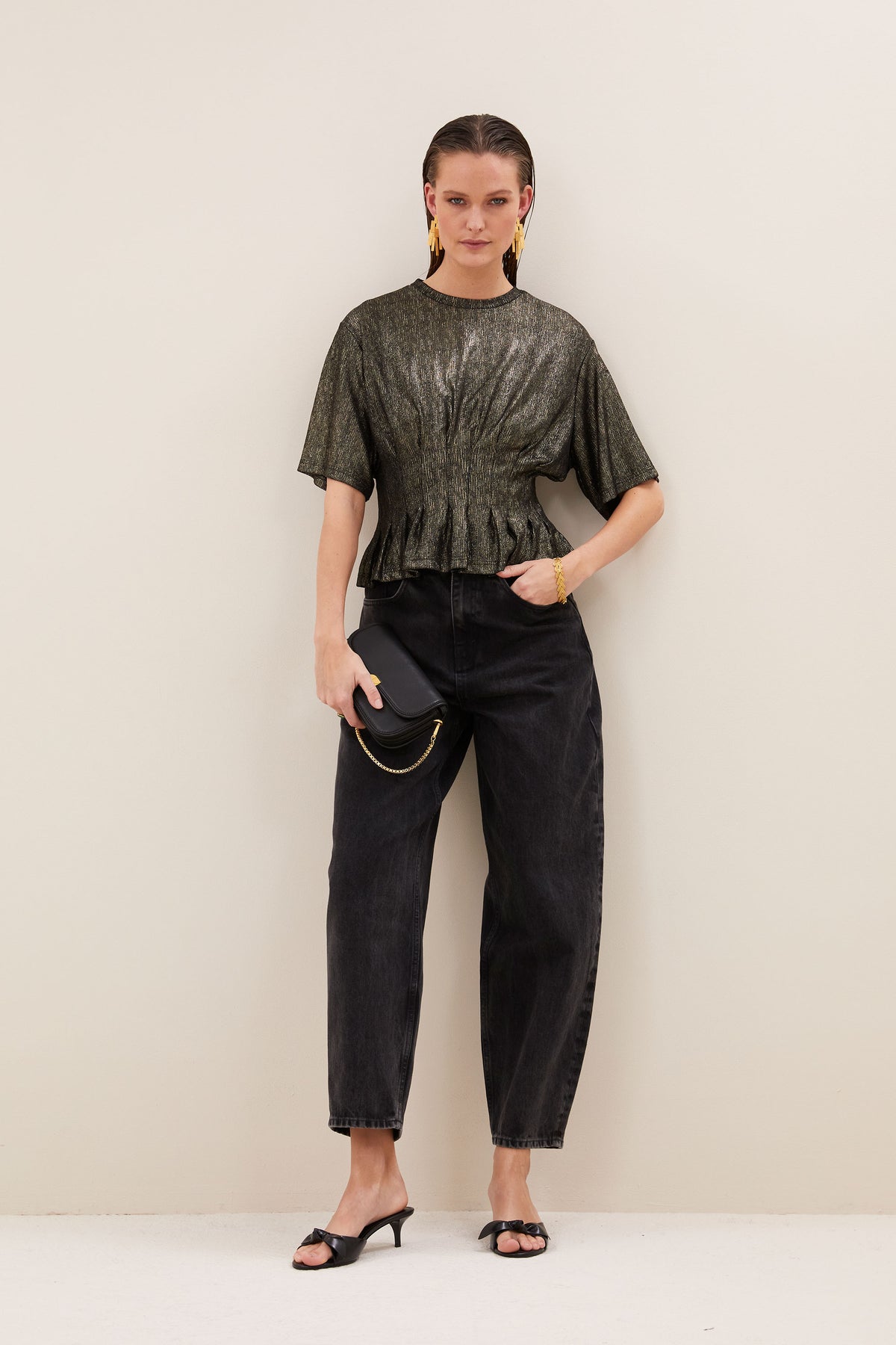 Diva metallic top, metallic gold