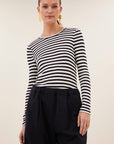 Basic ls rib top, Moon stripe