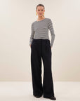 Basic ls rib top, Moon stripe