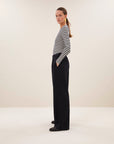 Basic ls rib top, Moon stripe