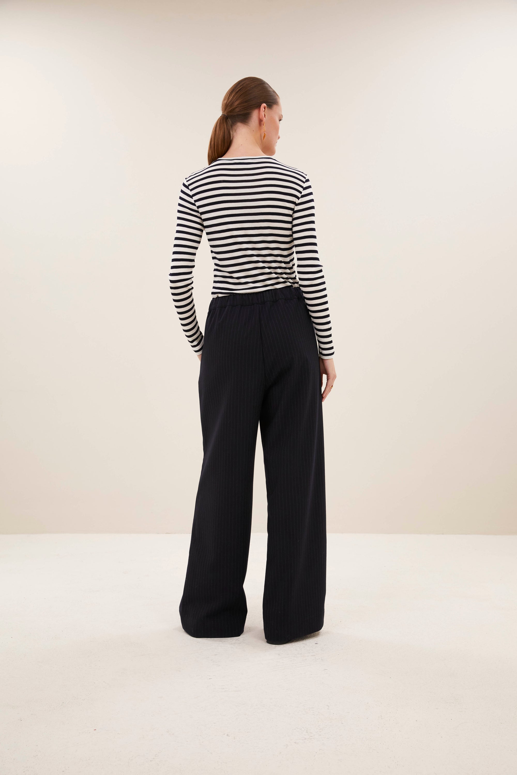 Basic ls rib top, Moon stripe