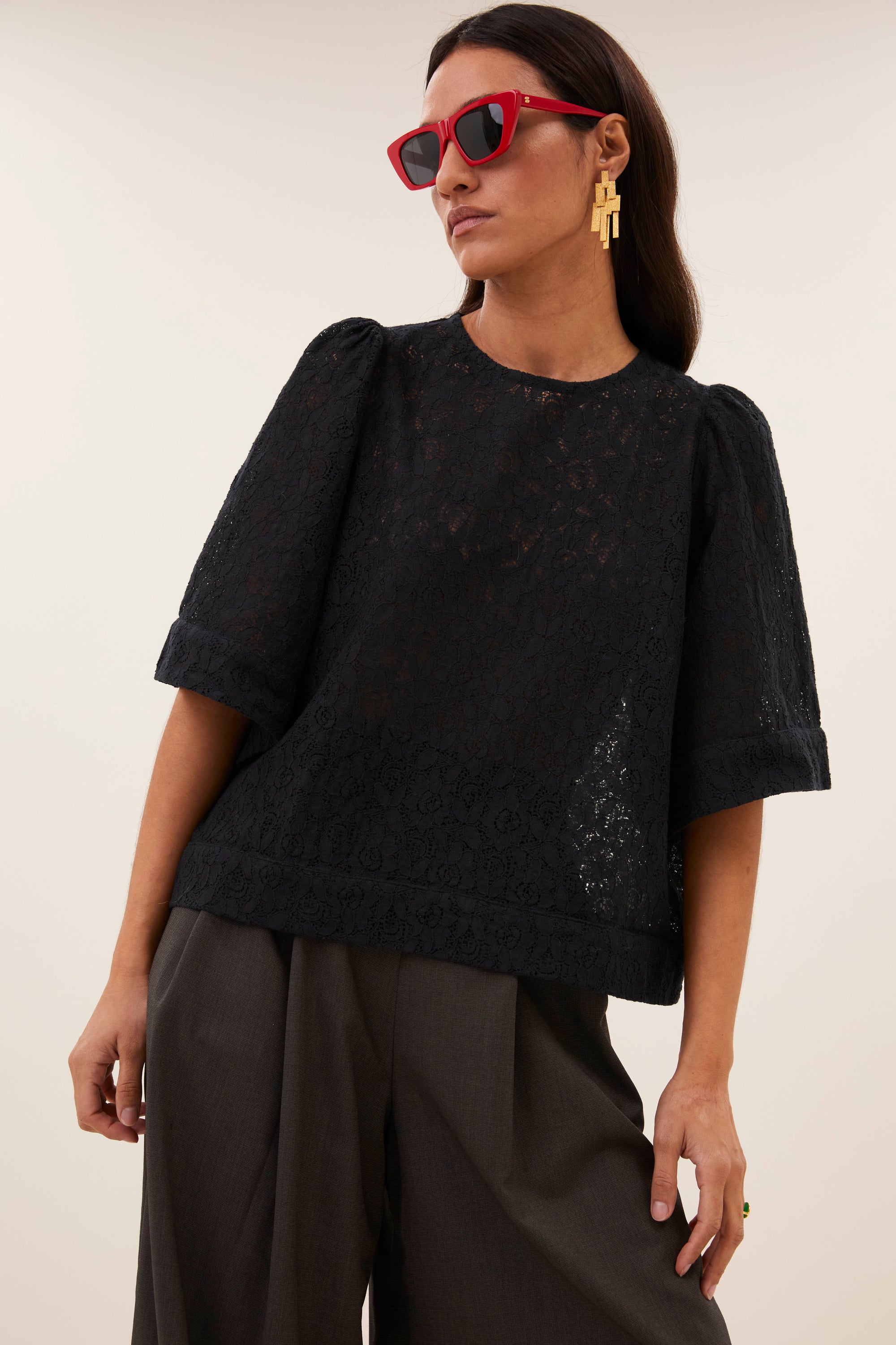 Olivia lace blouse, Black