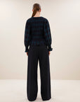 Yena green check blouse, Green tartan check