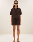 Mara linen blouse, Espresso