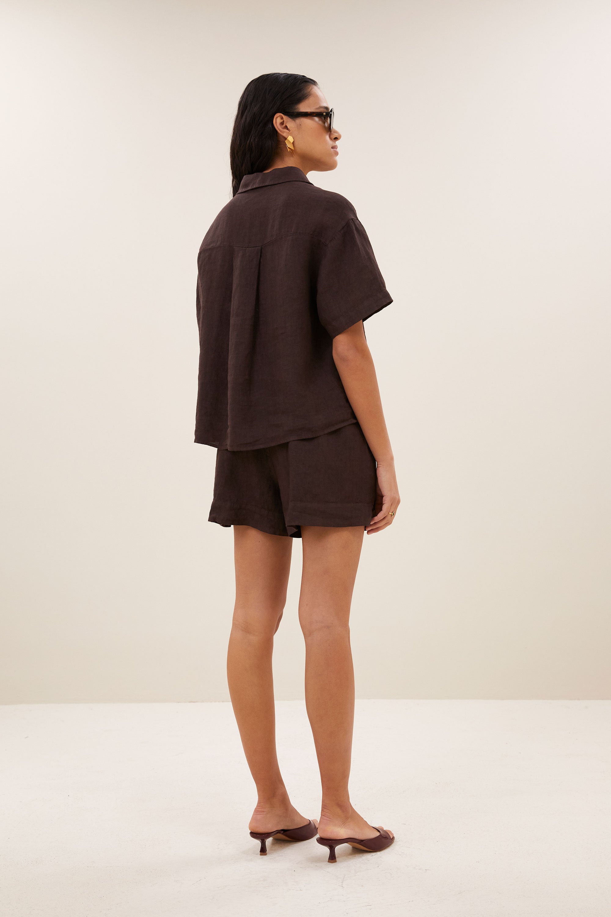 Mara linen blouse, Espresso