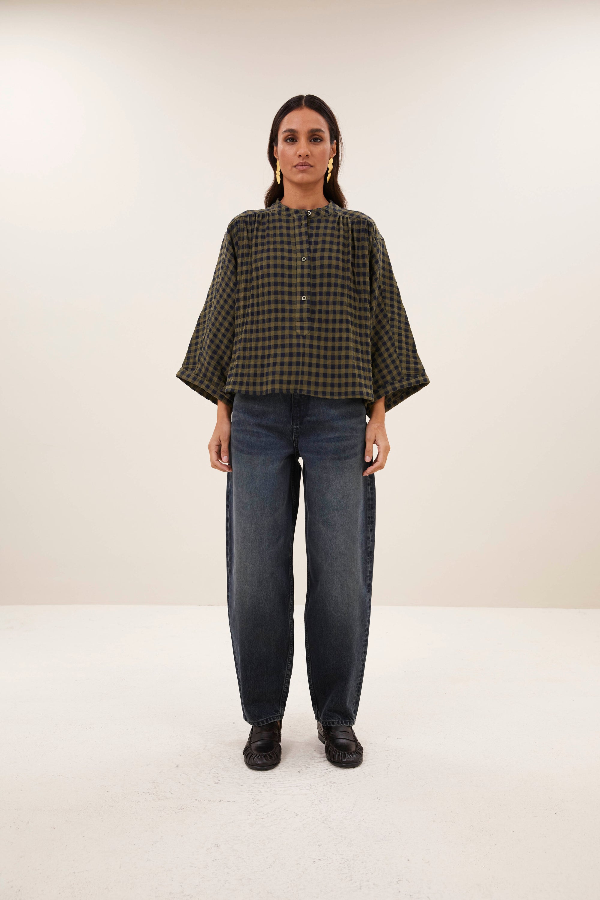 Jess blouse, Olive check