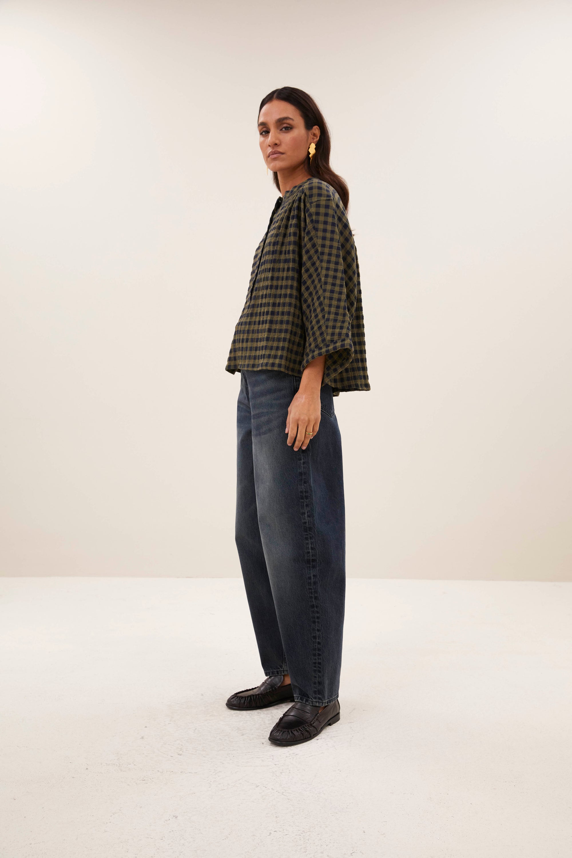 Jess blouse, Olive check