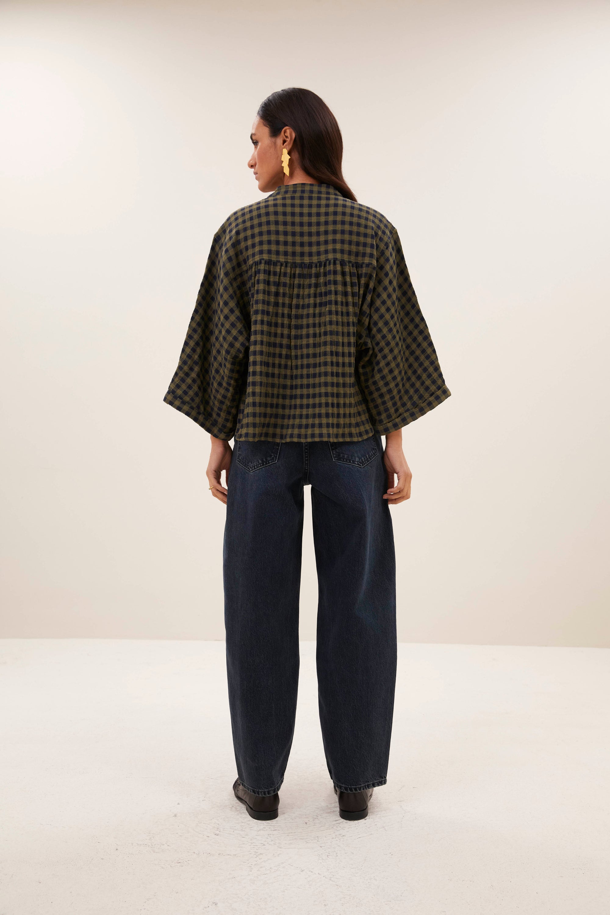 Jess blouse, Olive check