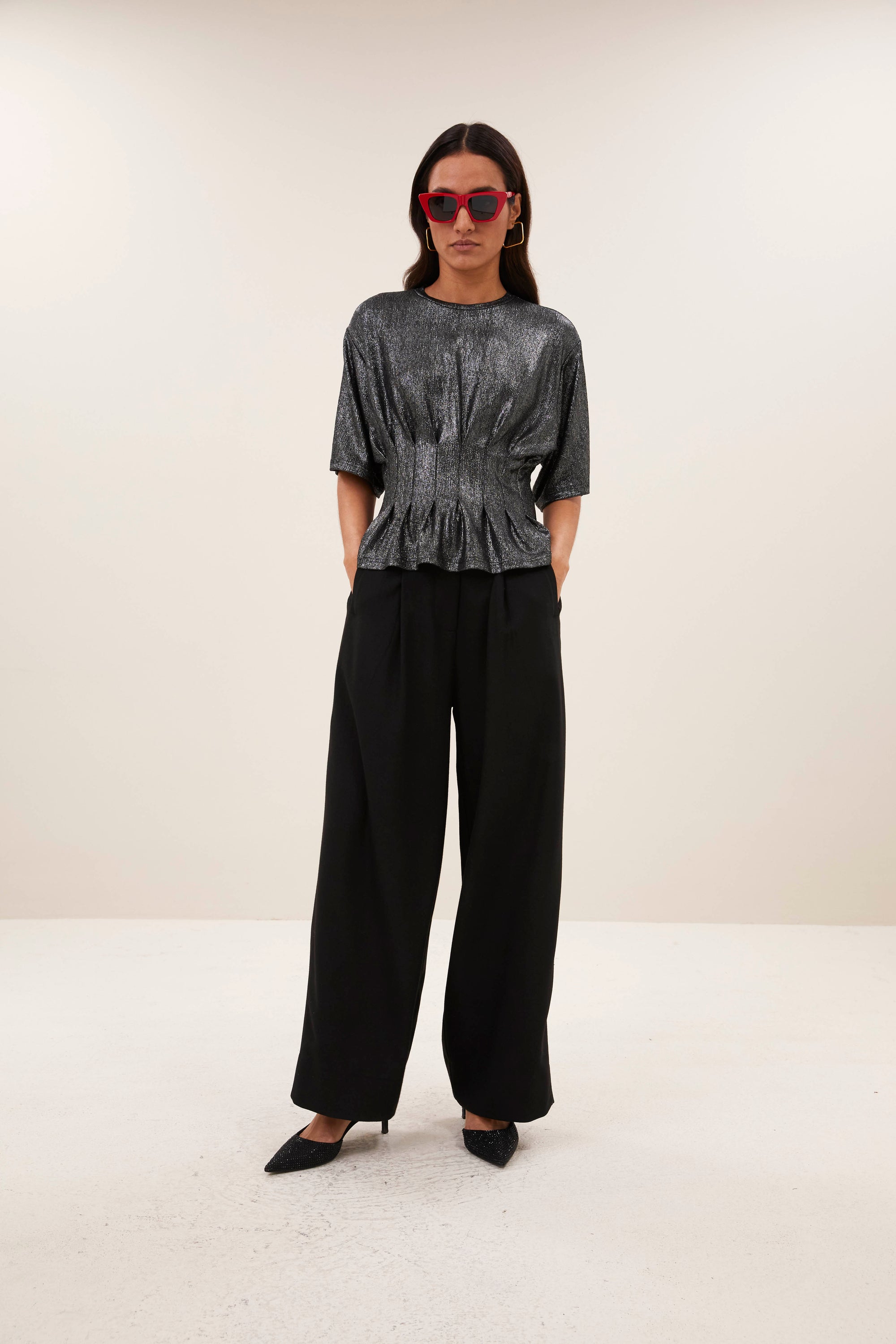 Jule herringbone pants, Black