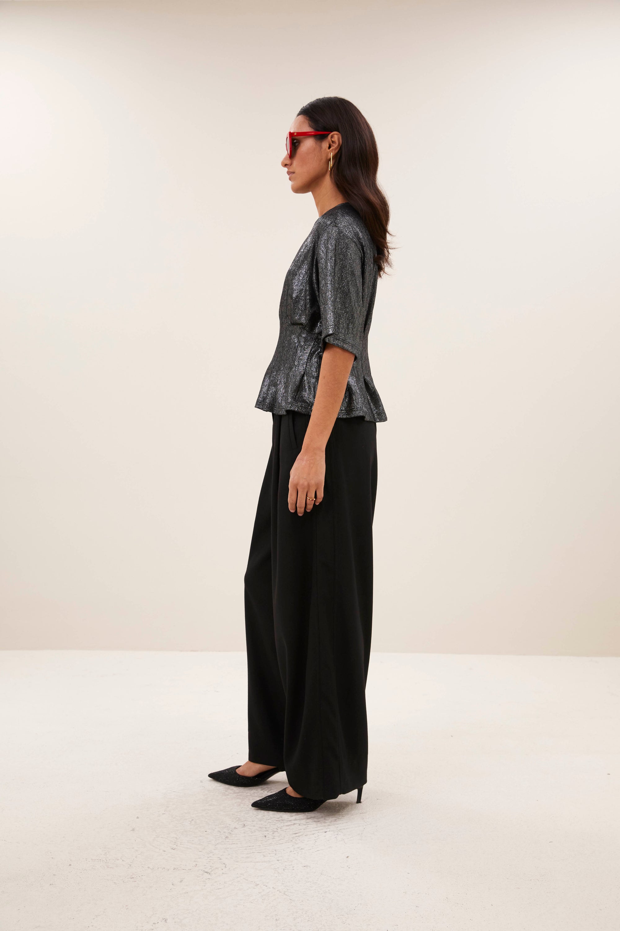 Jule herringbone pants, Black