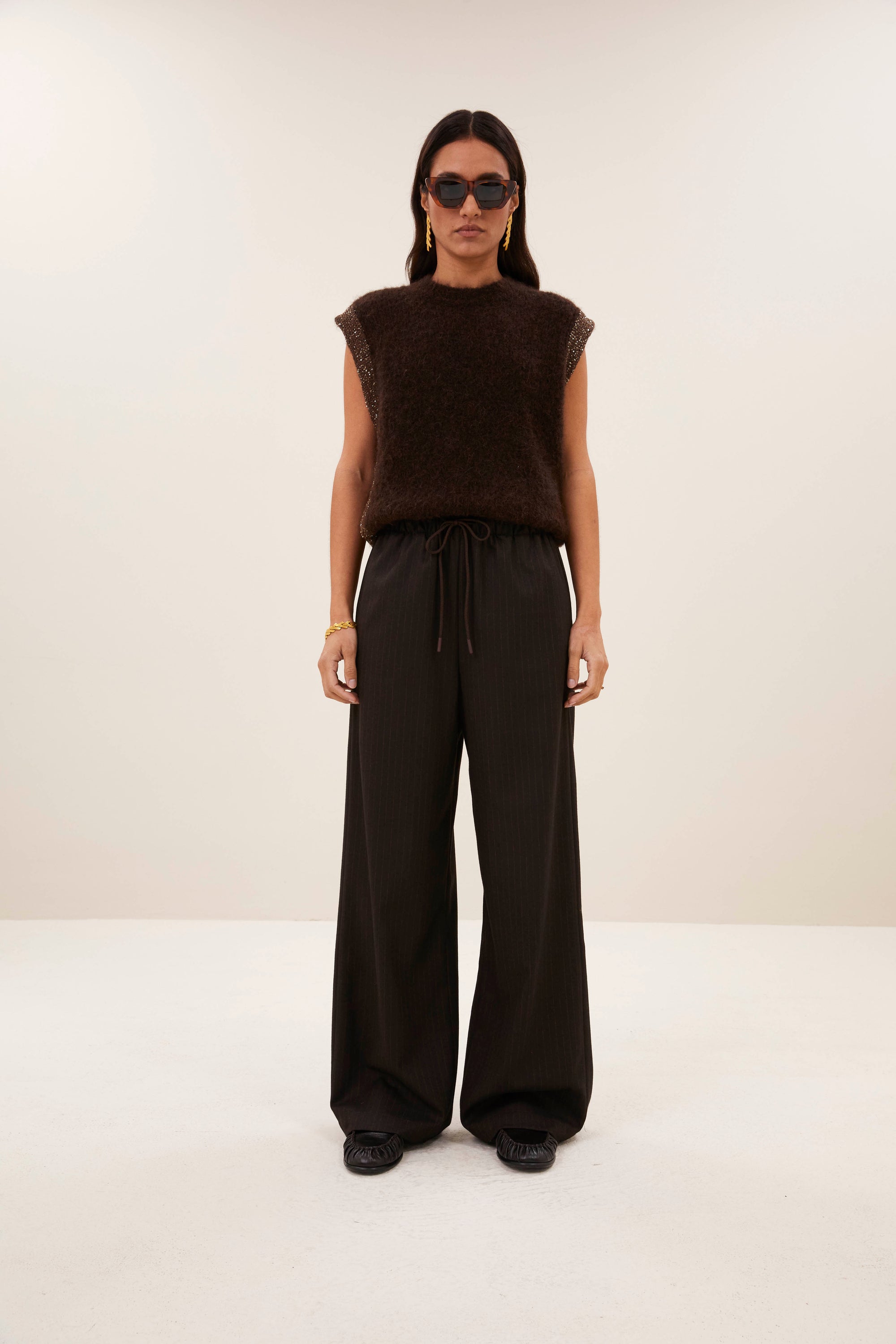 Pelle pinstripe pants, Brown pinstripe