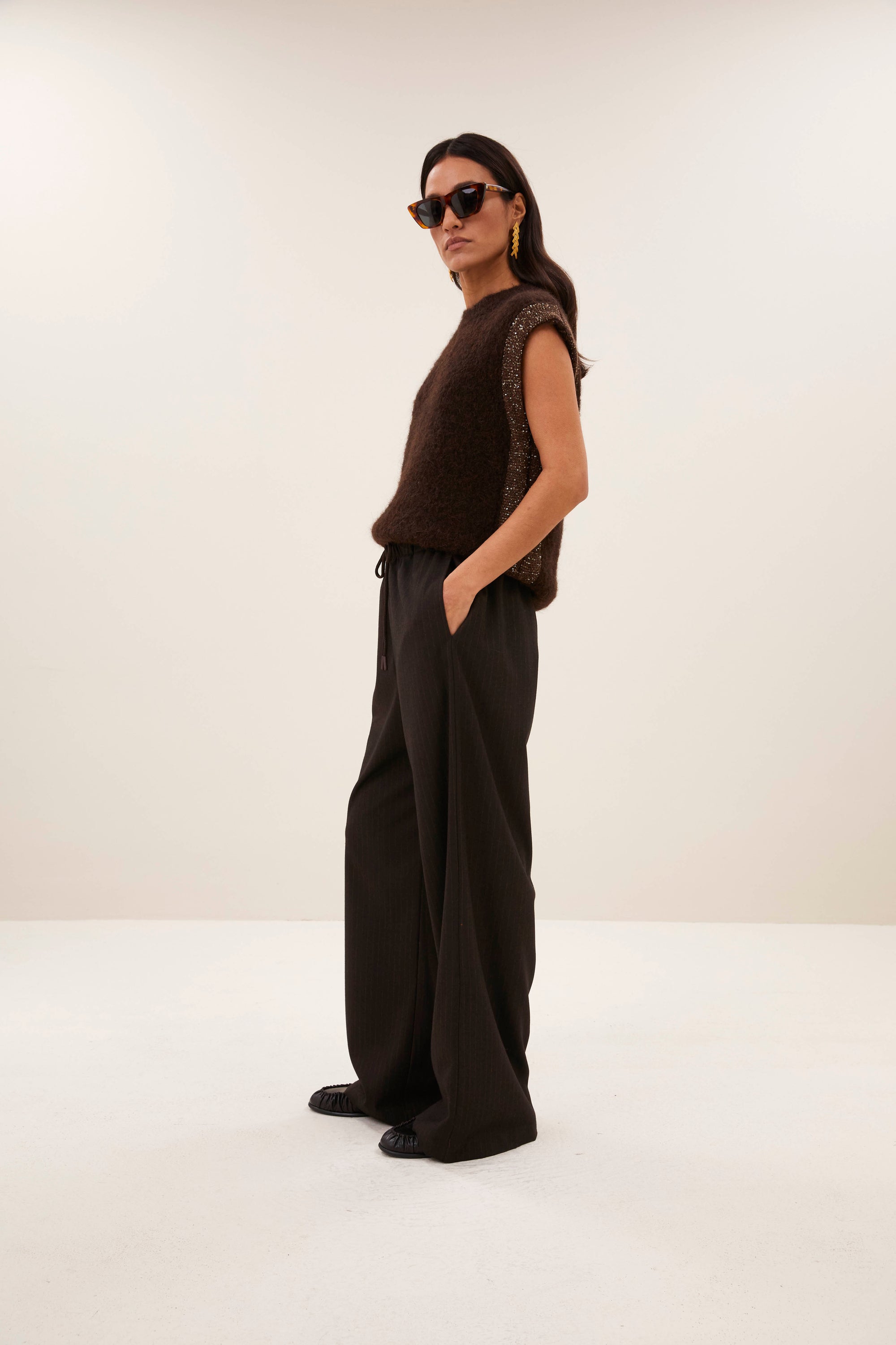 Pelle pinstripe pants, Brown pinstripe