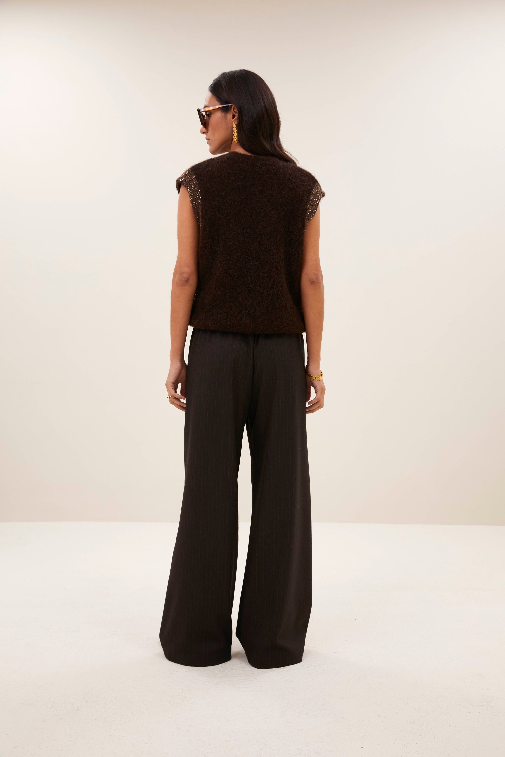 Pelle pinstripe pants, Brown pinstripe