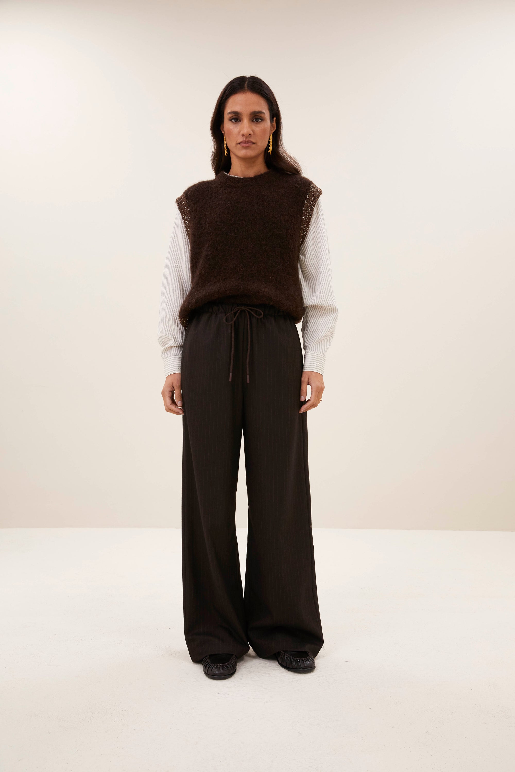 Pelle pinstripe pants, Brown pinstripe