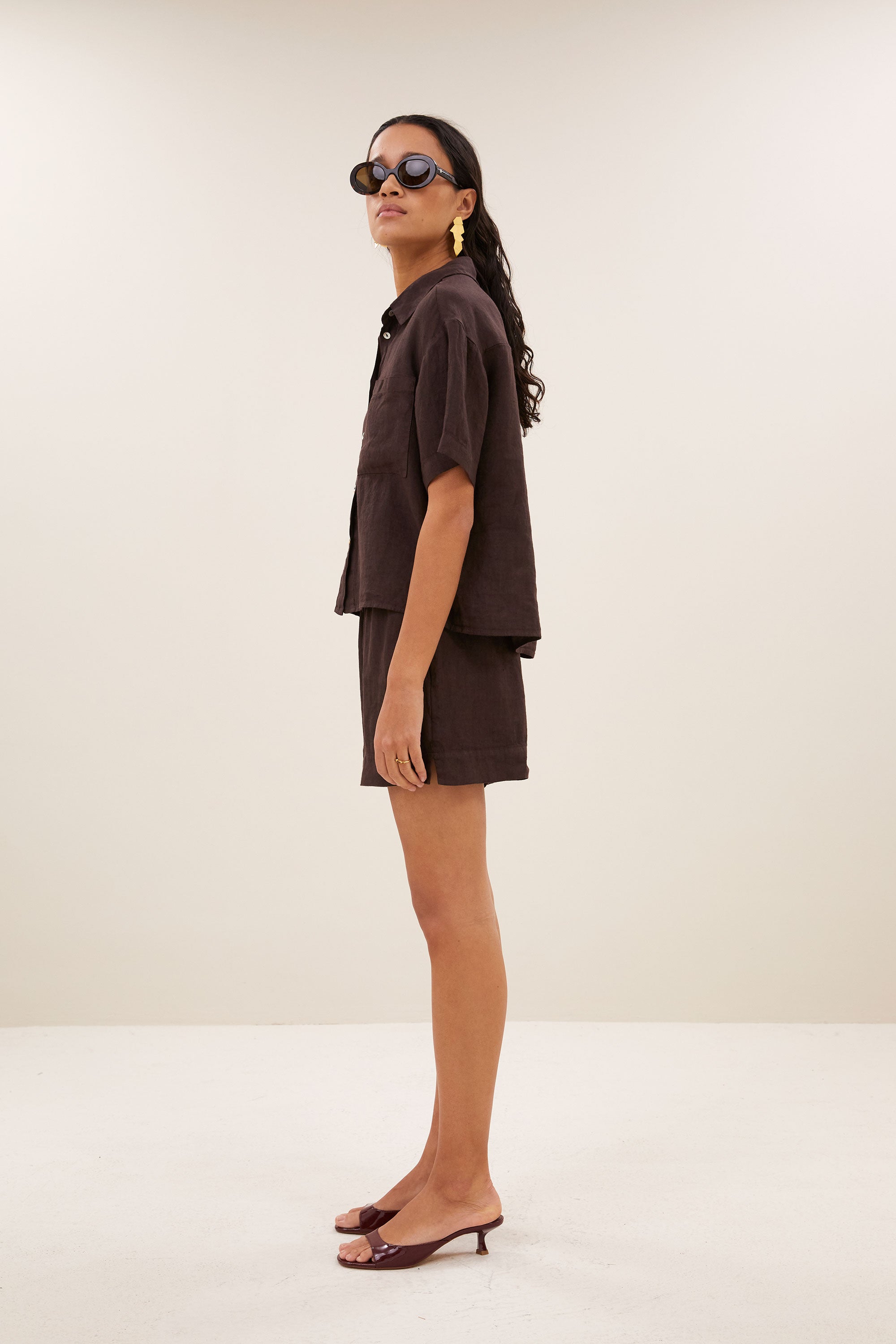 Lio linen shorts, Espresso