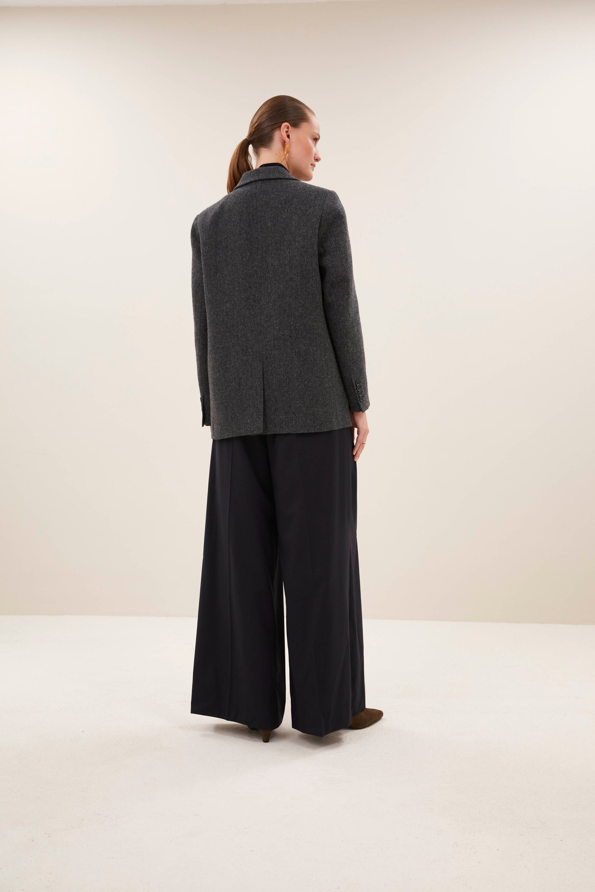 Nes herringbone blazer, Dark grey melee