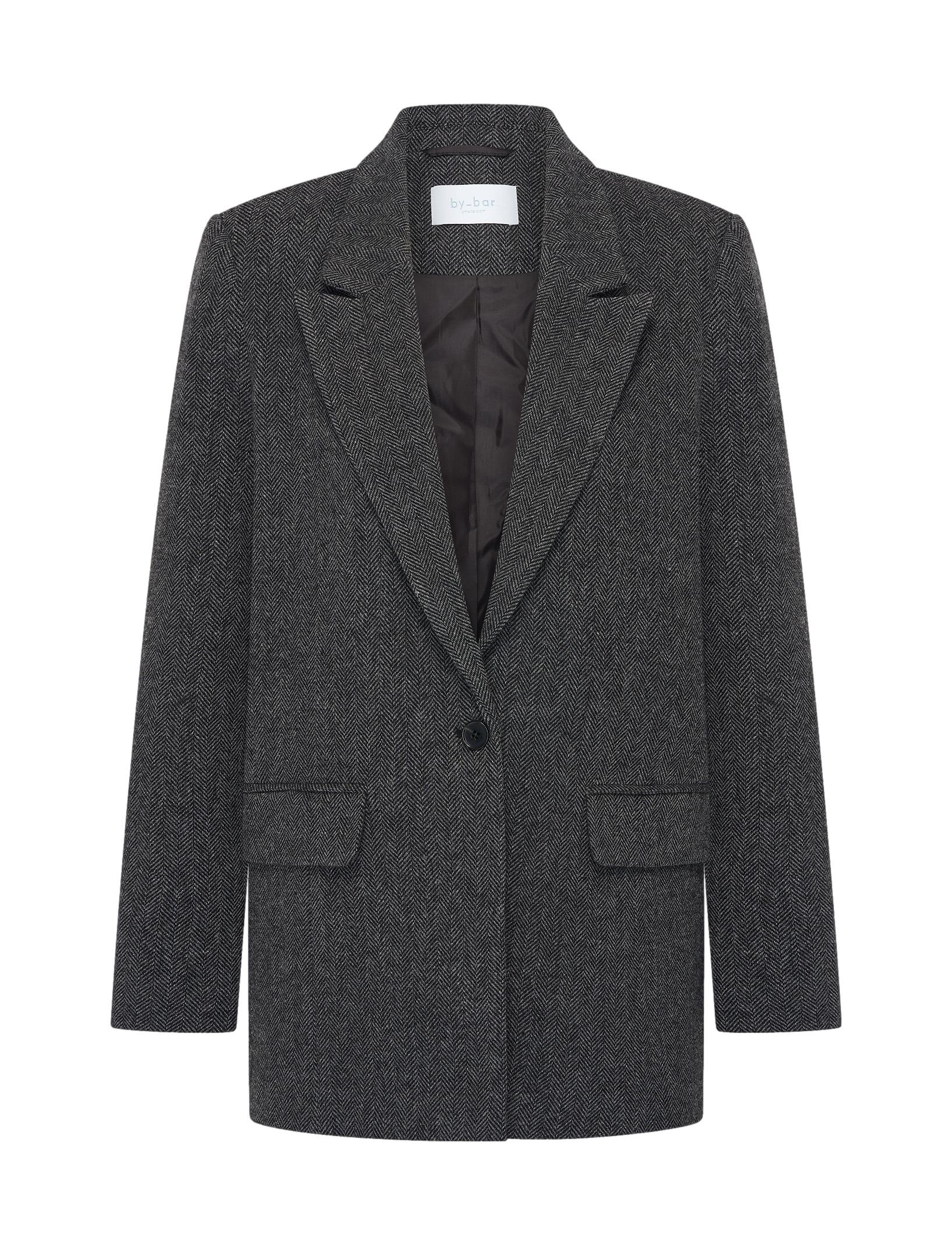 Nes herringbone blazer, Dark grey melee