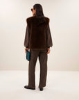 Mona faux fur gilet, Dark brown